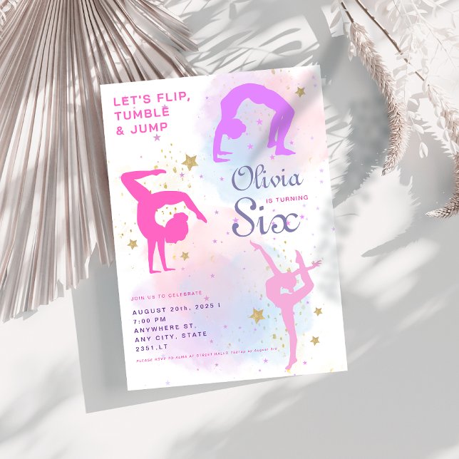 Convites Sacudir tumble & saltar Festa de aniversário de gi (Criador carregado)