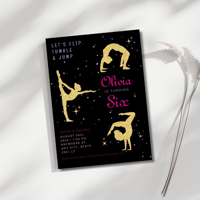 Convites Sacudir tumble & saltar Festa de aniversário de gi (Criador carregado)
