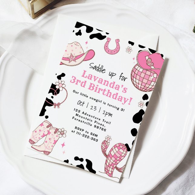 Convites Saddle para o rodeio da aniversário de 3 anos (Criador carregado)