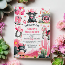 Saddle Up Cowgirl First Rodeo Western Birday