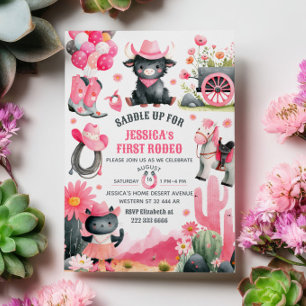 Convites Saddle Up Cowgirl First Rodeo Western Birday