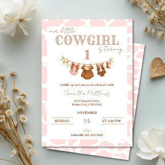 Convites Saddle Up Pink Cowgirl Western Birthday