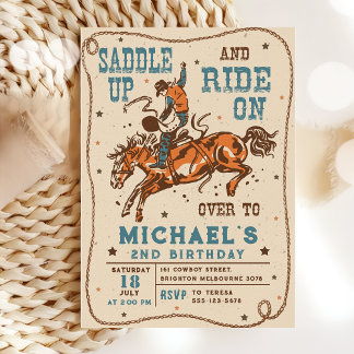 Convites Saddle Western Rodeo Cowboy Aniversário