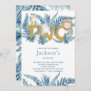 Convites Safari Animais Segundo Aniversário