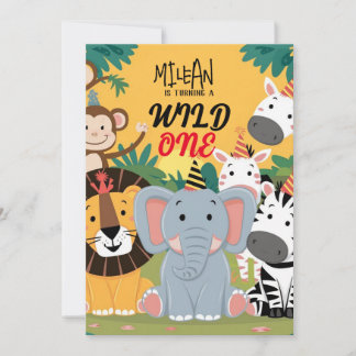 Convites Safari Animais Selvagens Festa de aniversário de U