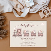 Safari Animais Treinam Chá de fraldas Neutro de Gê