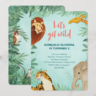 Convites Safari Animal Birthday Jungle Party