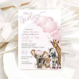 Convites Safari Animal Boho Oh Girl Chá de fraldas