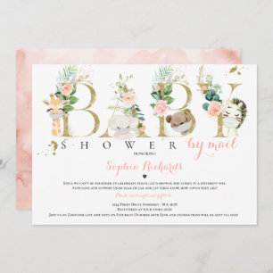 Convites Safari Animal Chá de fraldas Por Mail Greenery Dou