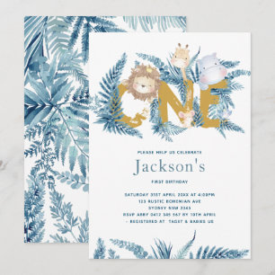 Convites Safari Animal Primeiro Aniversário