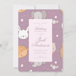 Convites Safari Animal Selgle Festa de aniversário Rosa