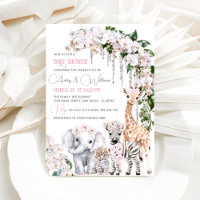 Safari Animal Tropical Flor, Chá de fraldas Rosa