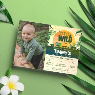 Convites Safari Animal Verde Dois segundo aniversário de Fo