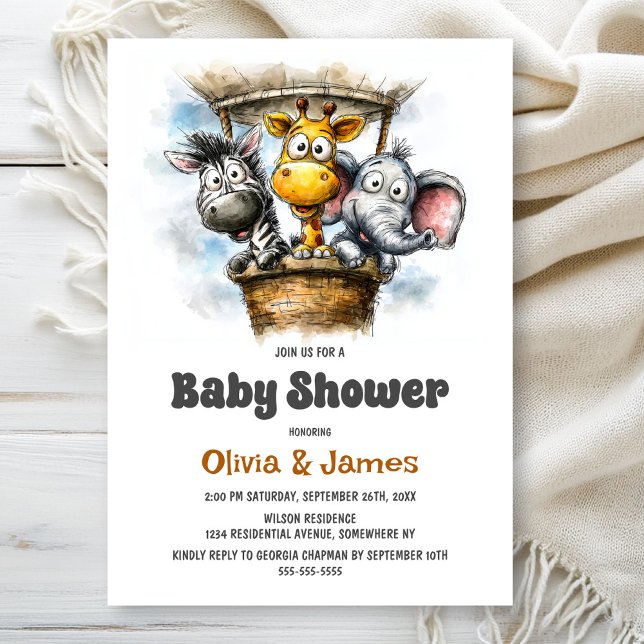 Convites Safari Animals Baby Shower (Criador carregado)