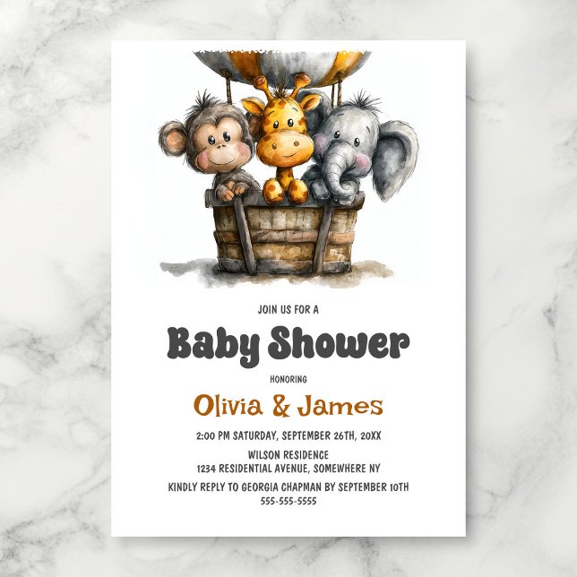 Convites Safari Animals Baby Shower (Criador carregado)