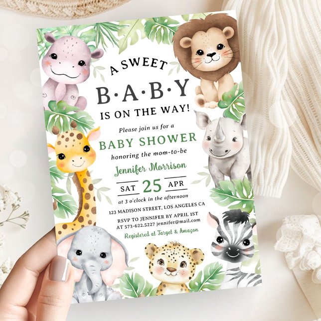 Convites Safari Animals Baby Shower Gender Neutral Jungle (Criador carregado)