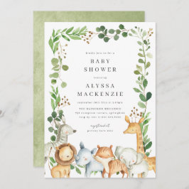 Convites Safari Animals Baby Shower Invitation
