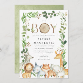 Convites Safari Animals Baby Shower Invitation