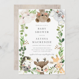 Convites Safari Animals Baby Shower Invitation