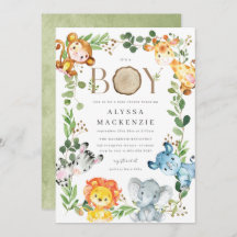 Safari Animals Baby Shower Invitation