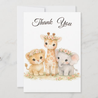 Convites Safari Animals Lion Giraffe Elephant Pink Girl