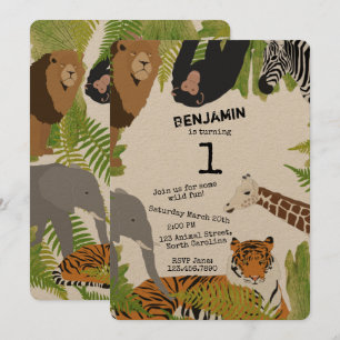 Convites "Safari" - Aniversário de Safari dos Animais Selv