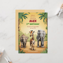 Convites Safari Aniversário Invocação de Animais Dourados d