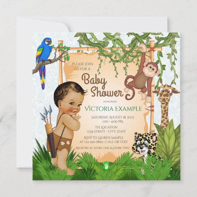 Convites Safari Baby Shower (Frente)