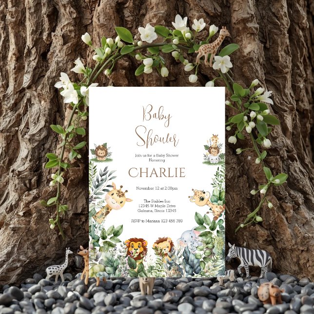 Convites Safari Baby Shower Boy invitation (Criador carregado)