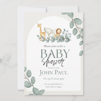 Convites Safari Baby Shower Watercolor Background 