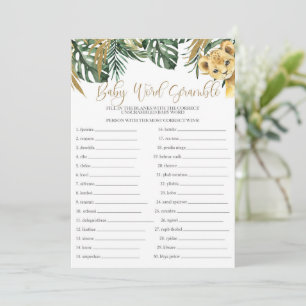 Convites Safari Baby Word Scramble Chá de fraldas Game