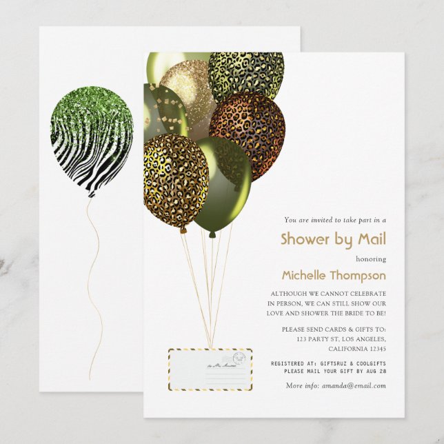 Convites Safari Balloons Baby ou Chá de panela by Mail (Frente/Verso)