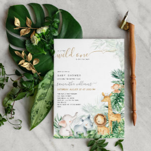 Convites Safari Bebês Chá de fraldas Verde