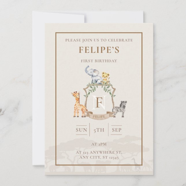 Convites Safari Crest (Frente)