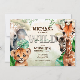 Convites Safari de Aquarela Wild One