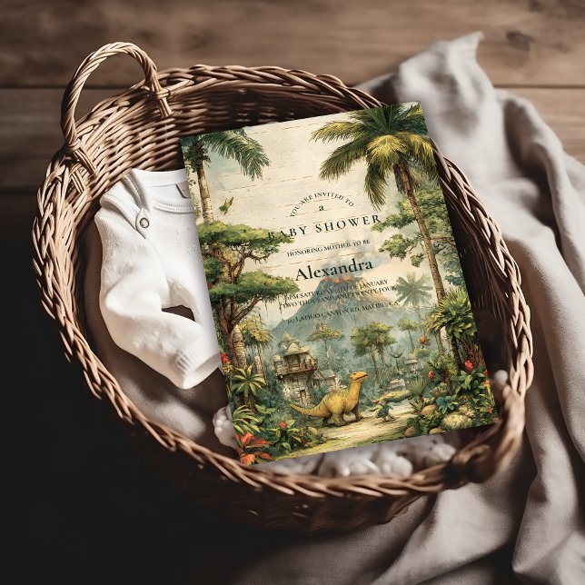 Convites Safari Dino Baby Shower (Criador carregado)