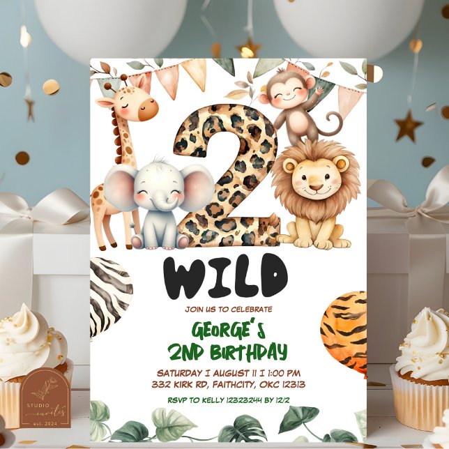 Convites Safari dois aniversário selvagem (Criador carregado)