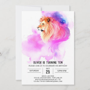 Convites Safari Elegant Lion Birthday