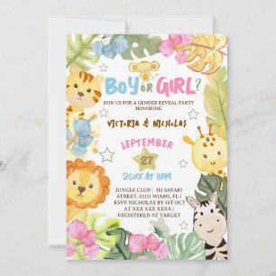 Convites Safari Gênero Reveal Watercolor