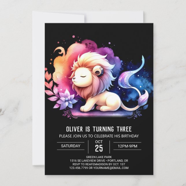 Convites Safari Happy Lion Birthday (Frente)