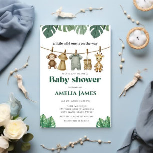 Convites Safari Jungle Animal selvagem um Chá de fraldas