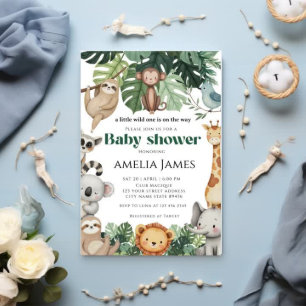 Convites Safari Jungle Animal selvagem um Chá de fraldas