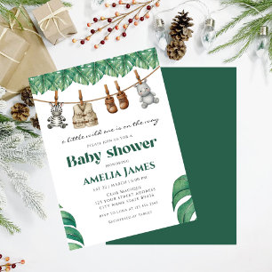 Convites Safari Jungle Animal selvagem um Chá de fraldas