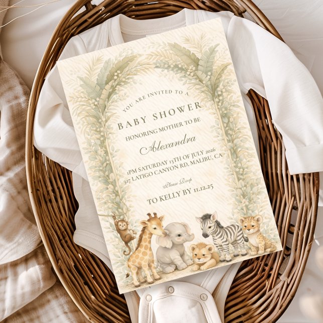Convites Safari Jungle Animals Arch Baby Shower (Criador carregado)