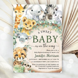 Convites Safari Jungle Animals Baby Shower Tropical Rustic