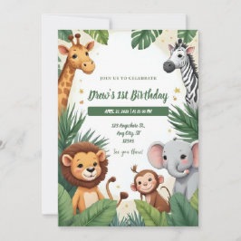 Convites Safari Jungle Birthday Invitation