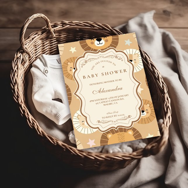 Convites Safari Lion Baby Shower (Criador carregado)