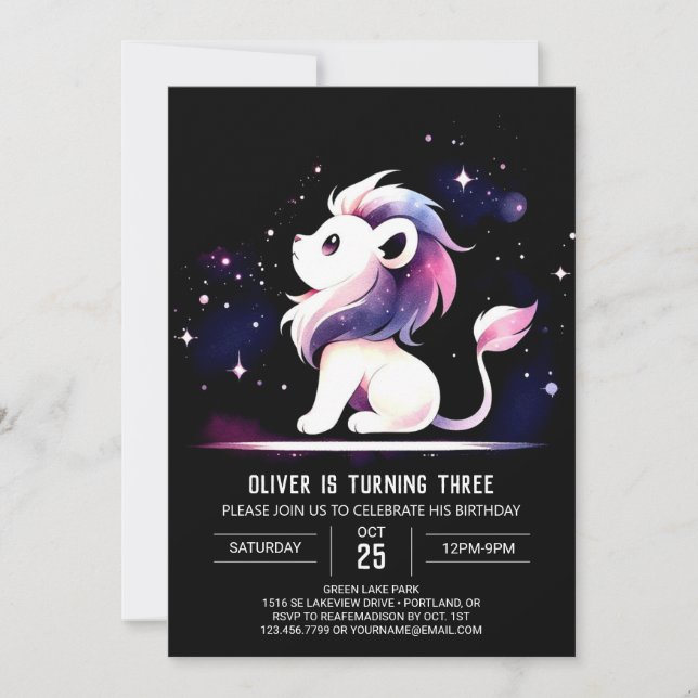 Convites Safari Little Lion Birthday (Frente)