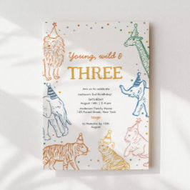 Convites Safari Party 3rd Animals Birthday Invitation