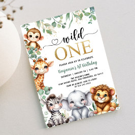 Convites Safari primeiro aniversario Wild One | Animais da 